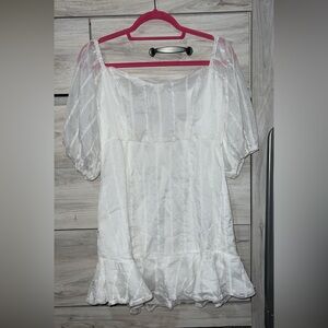 The Vintage Shop White Puff-Sleeve Square-Neck Blouse